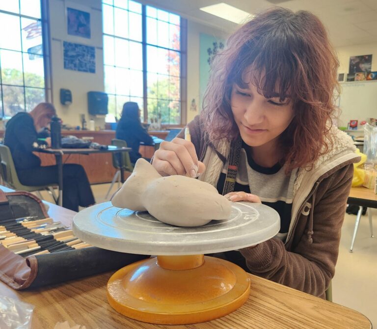 Bryan student working on a art project