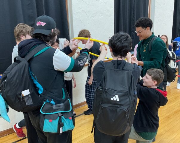 Bryan Students around a hoop
